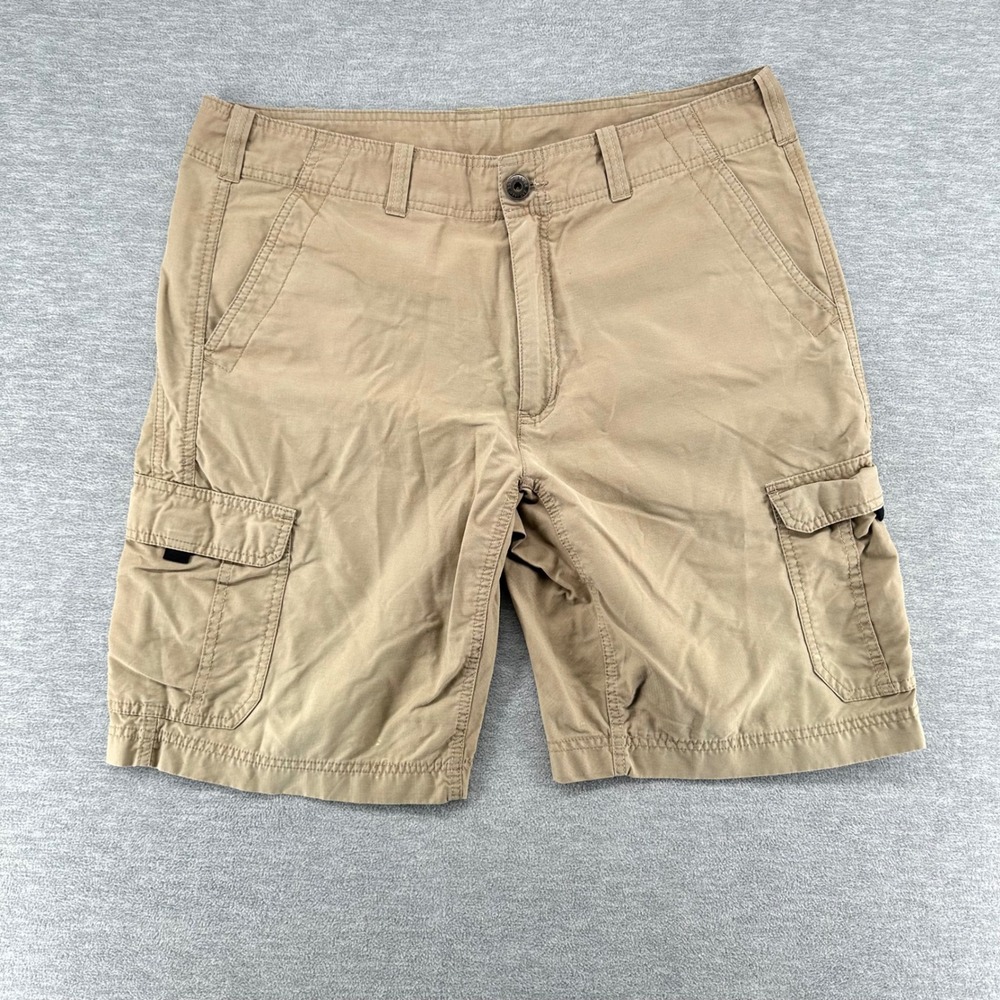 Eddie Bauer Cargo Shorts Mens 36 Tan Khaki Cotton Blend Outdoor Utility Hiking